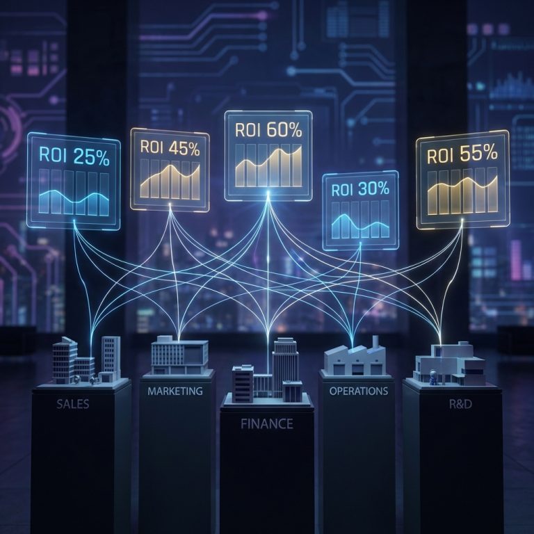 5 AI use case, ami tényleg hoz pénzt — konkrét ROI számokkal 5 5 AI use case ROI dashboard - öt vállalati AI alkalmazás megtérülés adatokkal és vizualizációval