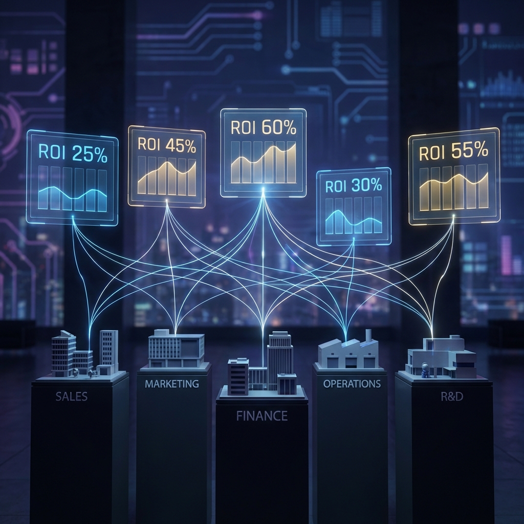 5 AI use case, ami tényleg hoz pénzt — konkrét ROI számokkal 1 5 AI use case ROI dashboard - öt vállalati AI alkalmazás megtérülés adatokkal és vizualizációval